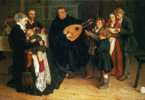 Luther musicerar i sin familjekrets (Gustav Spangenberg, 1875)